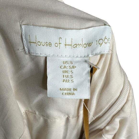 HOUSE OF HARLOW 1960 Tan Brown Cream Linen Tiered Midi Dress Floral Women's S - Picture 8 of 8